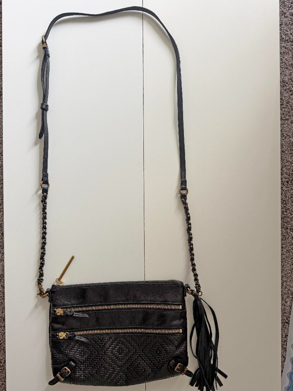 Elliott Lucca Black Leather Crossbody Bag